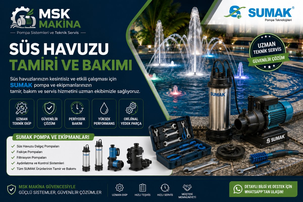 Havuz Pompası Tamiri ve Bakımı - MSK Makina Bursa Teknik Servis